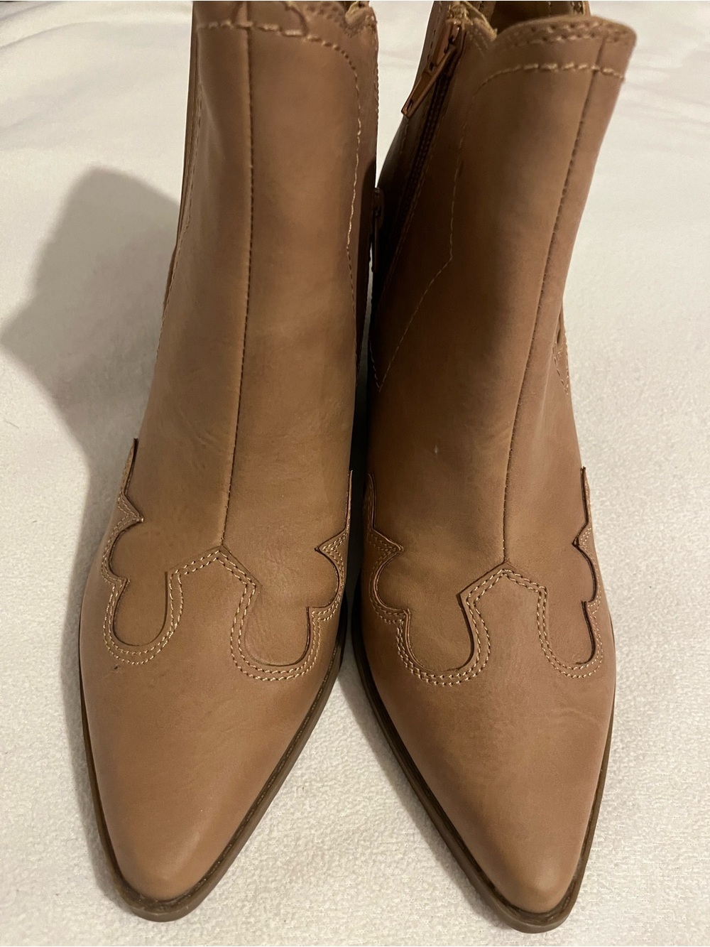 Indigo Tan Pointed-Toe Western Ankle Boots